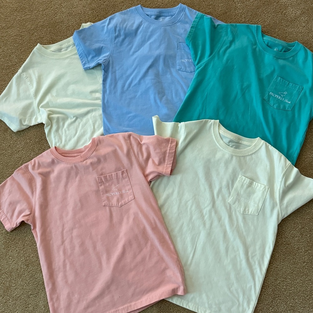 Youth Small - Boys Properly Tied pocket t-shirts x 5